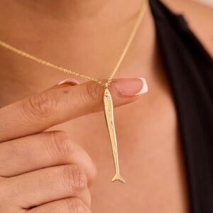 Sardine Gold Fish Pendant Necklace